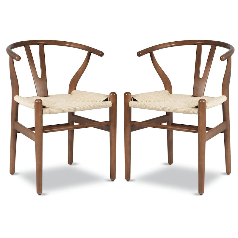 Fauteuil d'appoint en corde tressée – Structure en bois massif, lot de 2