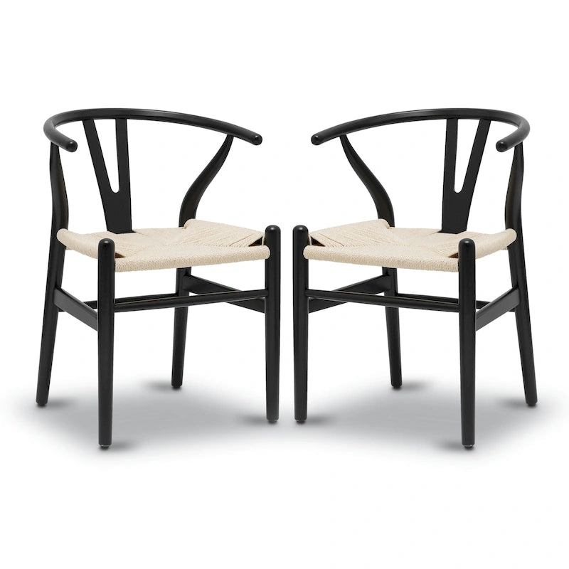 Fauteuil d'appoint en corde tressée – Structure en bois massif, lot de 2