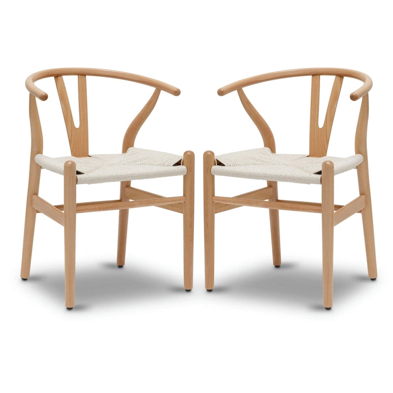 Fauteuil d'appoint en corde tressée – Structure en bois massif, lot de 2