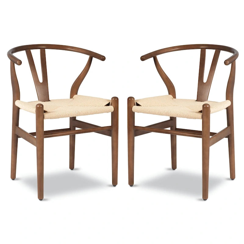 Fauteuil d'appoint en corde tressée – Structure en bois massif, lot de 2