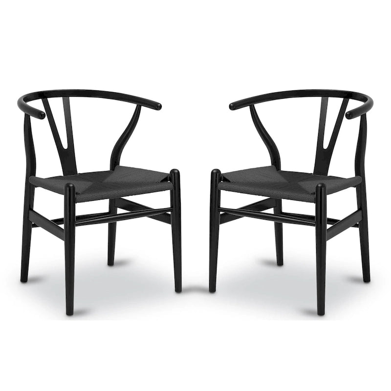 Fauteuil d'appoint en corde tressée – Structure en bois massif, lot de 2