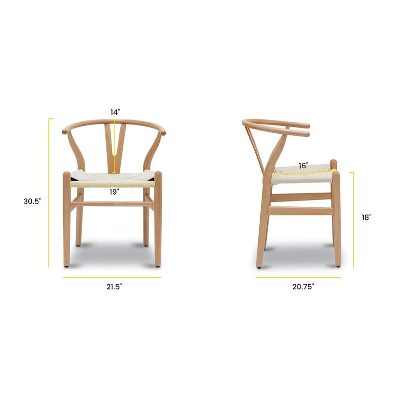 Fauteuil d'appoint en corde tressée – Structure en bois massif, lot de 2