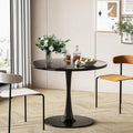 Table de cuisine ou de salle à manger ronde Grondin de style Mid-Century Modern avec plateau en MDF de qualité supérieure et pied en acier