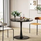 Table de cuisine ou de salle à manger ronde Grondin de style Mid-Century Modern avec plateau en MDF de qualité supérieure et pied en acier