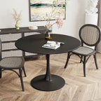 Table de cuisine ou de salle à manger ronde Grondin de style Mid-Century Modern avec plateau en MDF de qualité supérieure et pied en acier