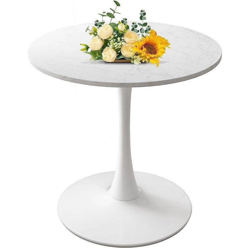 Table de cuisine ou de salle à manger ronde Grondin de style Mid-Century Modern avec plateau en MDF de qualité supérieure et pied en acier