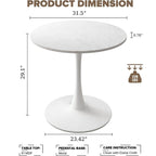 Table de cuisine ou de salle à manger ronde Grondin de style Mid-Century Modern avec plateau en MDF de qualité supérieure et pied en acier