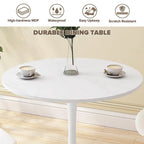 Table de cuisine ou de salle à manger ronde Grondin de style Mid-Century Modern avec plateau en MDF de qualité supérieure et pied en acier