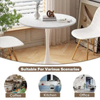 Table de cuisine ou de salle à manger ronde Grondin de style Mid-Century Modern avec plateau en MDF de qualité supérieure et pied en acier