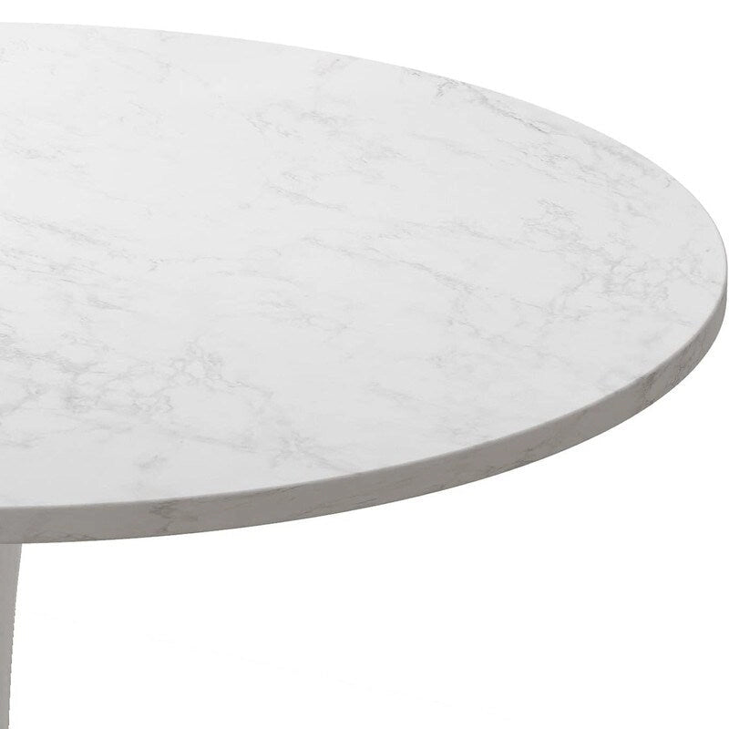 Table de cuisine ou de salle à manger ronde Grondin de style Mid-Century Modern avec plateau en MDF de qualité supérieure et pied en acier
