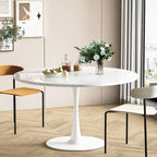 Table de cuisine ou de salle à manger ronde Grondin de style Mid-Century Modern avec plateau en MDF de qualité supérieure et pied en acier