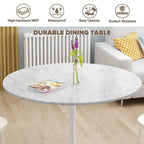 Table de cuisine ou de salle à manger ronde Grondin de style Mid-Century Modern avec plateau en MDF de qualité supérieure et pied en acier