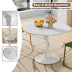 Table de cuisine ou de salle à manger ronde Grondin de style Mid-Century Modern avec plateau en MDF de qualité supérieure et pied en acier