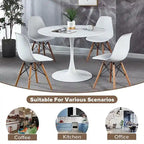 Table de cuisine ou de salle à manger ronde Grondin de style Mid-Century Modern avec plateau en MDF de qualité supérieure et pied en acier