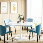 Table de cuisine ou de salle à manger ronde Grondin de style Mid-Century Modern avec plateau en MDF de qualité supérieure et pied en acier