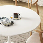 Table de cuisine ou de salle à manger ronde Grondin de style Mid-Century Modern avec plateau en MDF de qualité supérieure et pied en acier