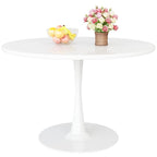 Table de cuisine ou de salle à manger ronde Grondin de style Mid-Century Modern avec plateau en MDF de qualité supérieure et pied en acier