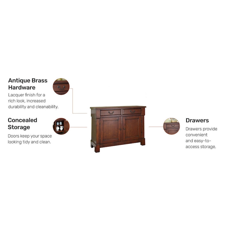 Buffet rustique en merisier – 2 portes et 2 tiroirs, bois massif
