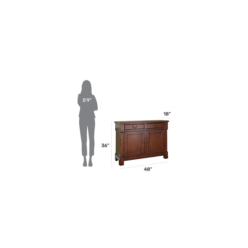 Buffet rustique en merisier – 2 portes et 2 tiroirs, bois massif