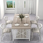 Table à manger industrielle gris/marron de 70 po avec étagère de rangement, pour 6 à 8 personnes