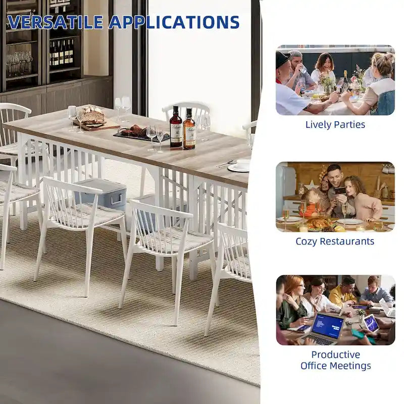 Table à manger industrielle gris/marron de 70 po avec étagère de rangement, pour 6 à 8 personnes