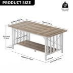 Table à manger industrielle gris/marron de 70 po avec étagère de rangement, pour 6 à 8 personnes