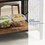 Table à manger industrielle gris/marron de 70 po avec étagère de rangement, pour 6 à 8 personnes