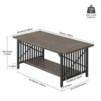 Table à manger industrielle gris/marron de 70 po avec étagère de rangement, pour 6 à 8 personnes